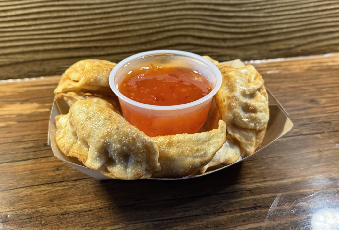 The Axe House chicken potstickers with sweet chili dipping sauce